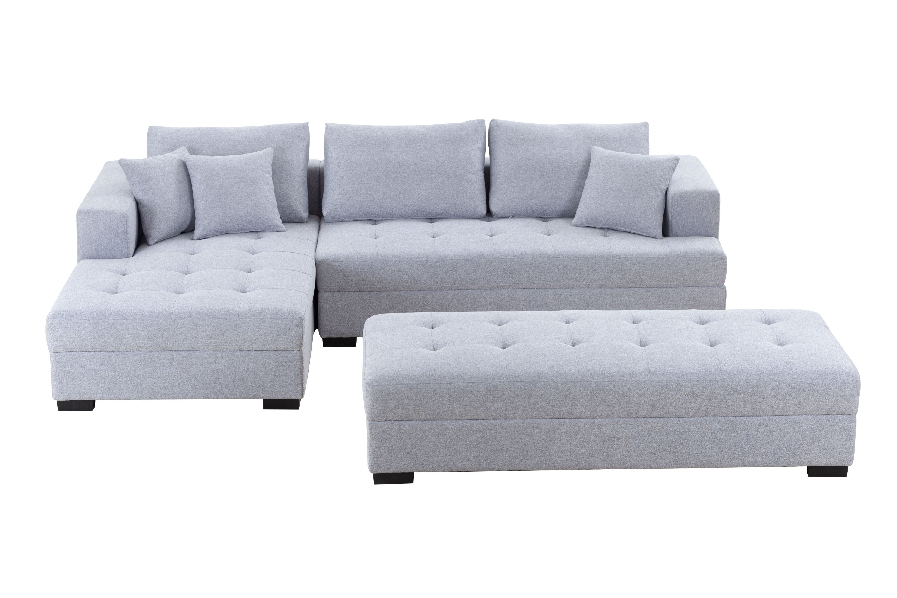 The Savoy Tufted Fabric 3-Seat L-Shape Sectional Sofa