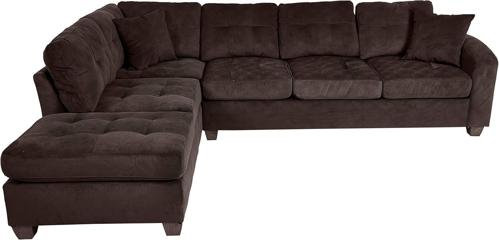 The Emilio 2-Piece Reversible Sectional Sofa - Chocolate