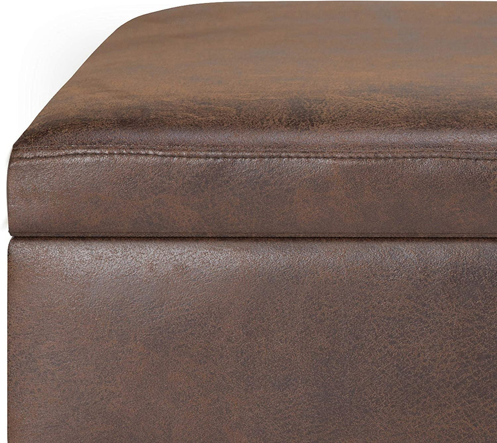 The Stella Mid Century Modern Storage Ottoman in Chestnut Brown