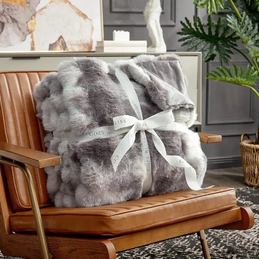 Faux Fur Throw Blanket Tie Dye Taupe