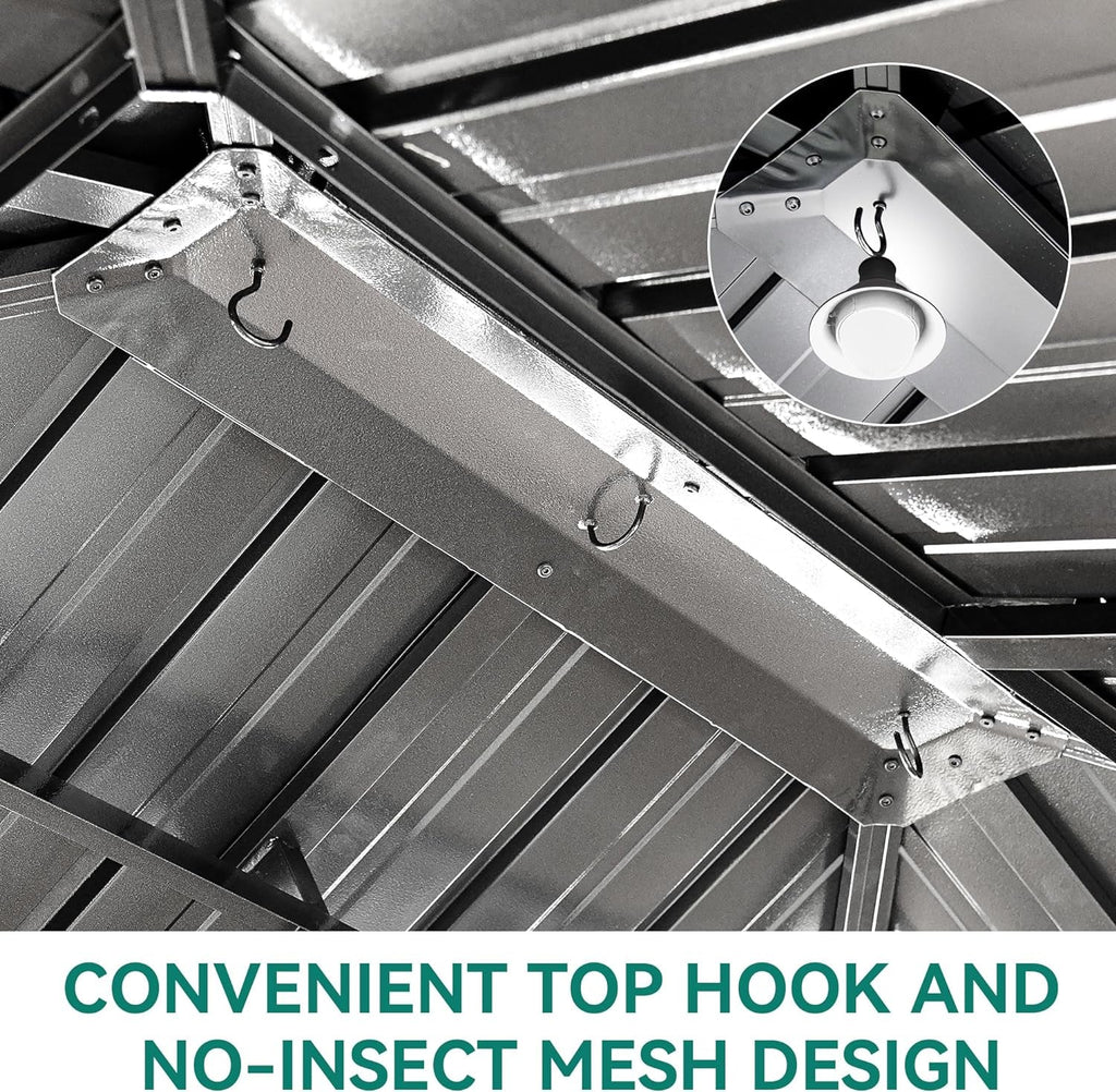 The Empire Hardtop Gazebo Netting Curtains Steel Brown