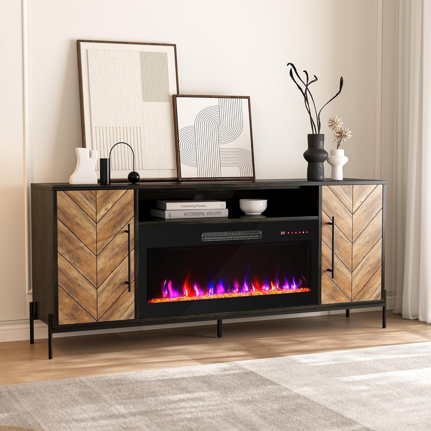 The Roe Electric Fireplace Heater/Entertainment Center