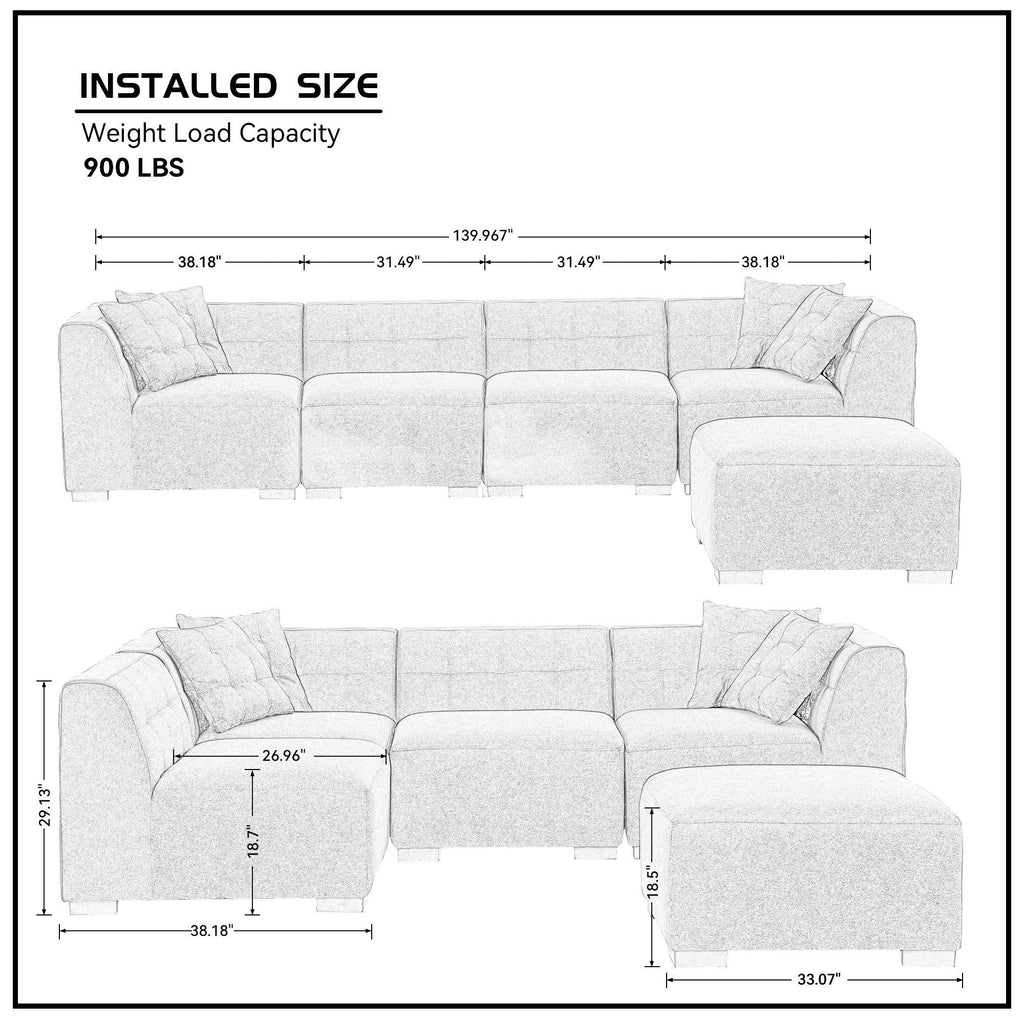 Darla Modern Sectional Sofa with Ottoman Combination