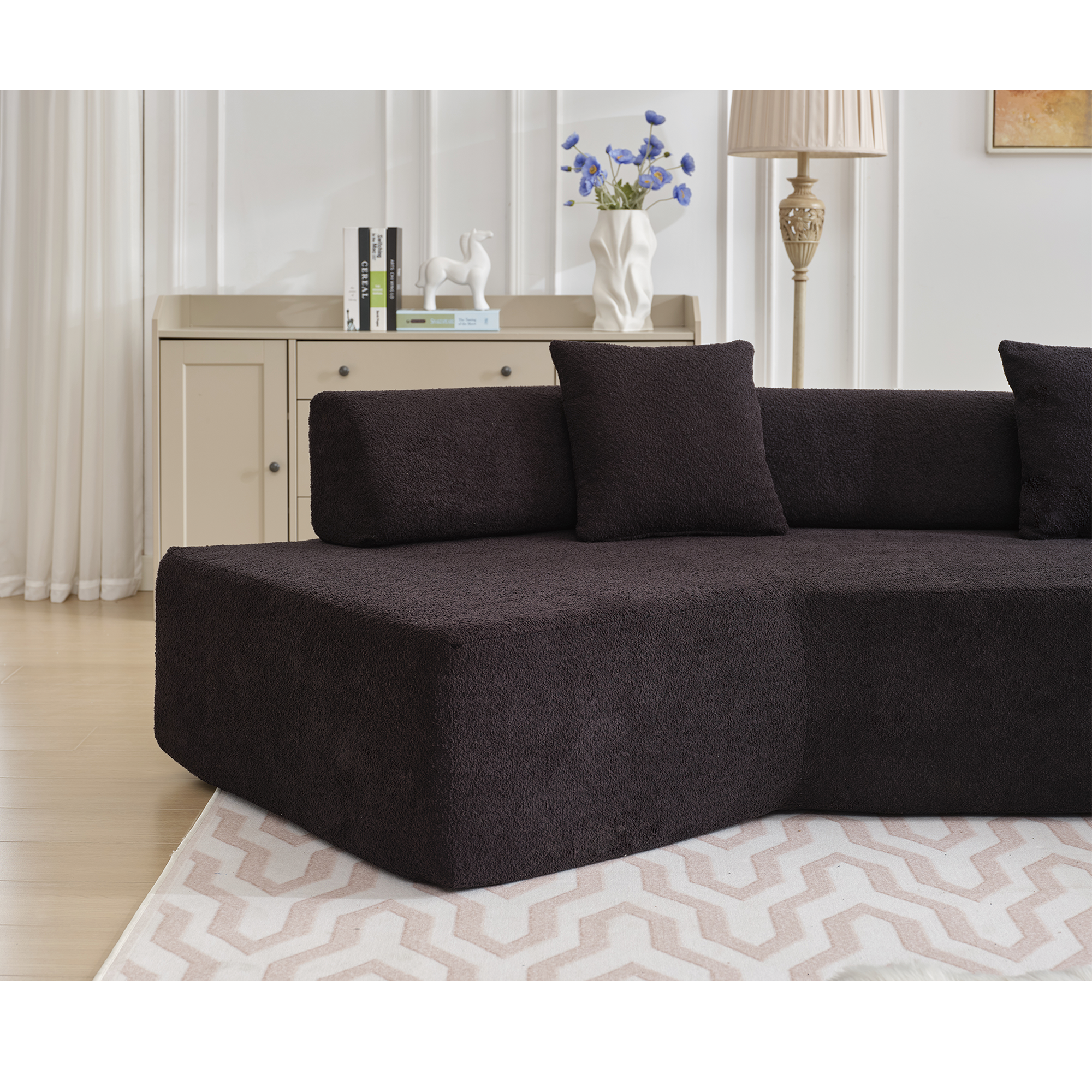 The Desiree Modern Minimalist L-Shape Couch Black