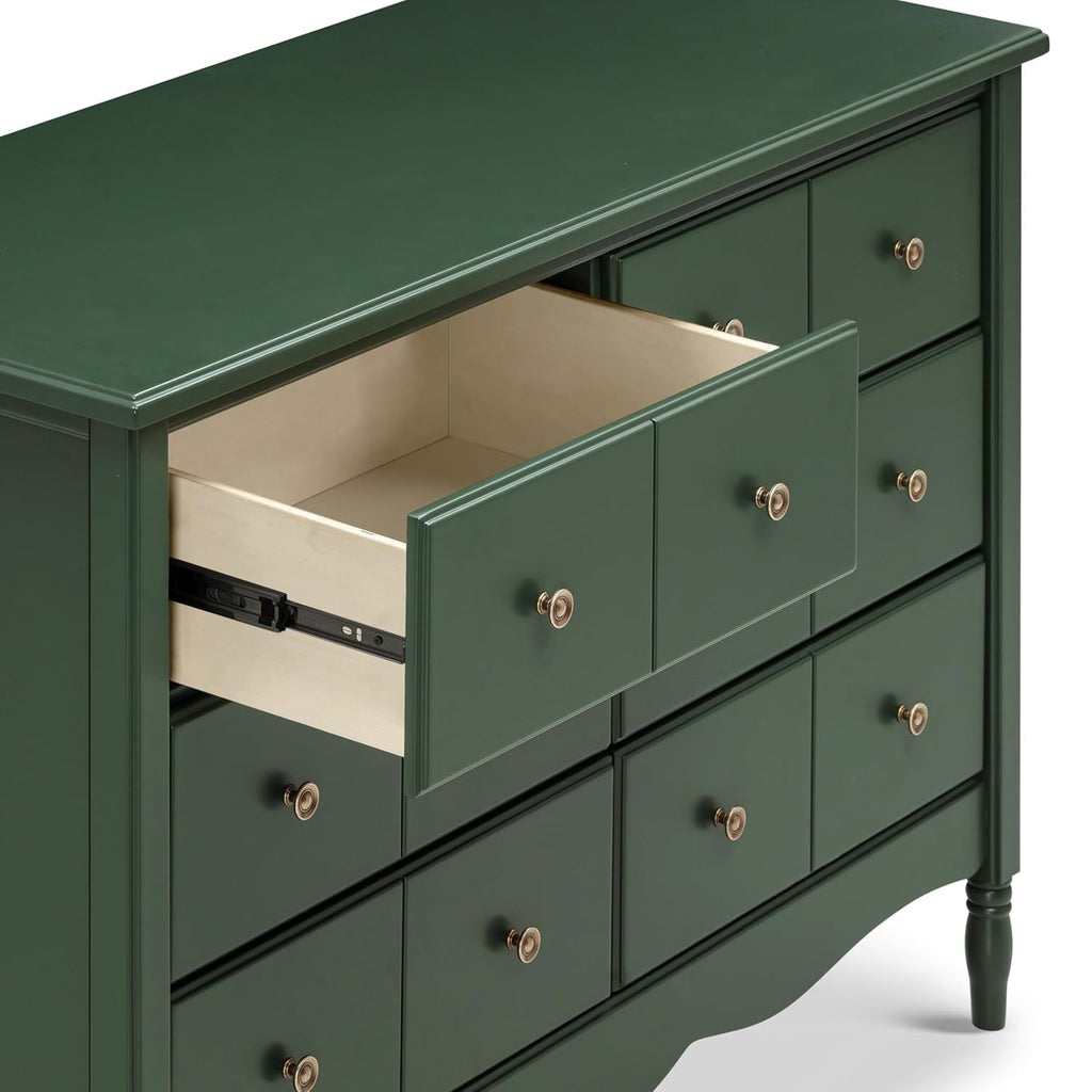 The Savoy Liberty 6-Drawer Assembled Dresser in Forest Green | 2 Sets of Knobs