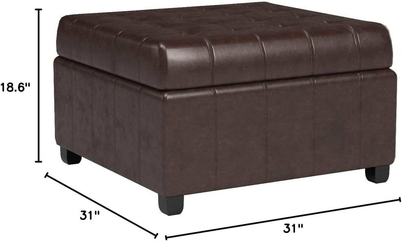 The Luno Marbled Brown Leather Ottoman with Storage