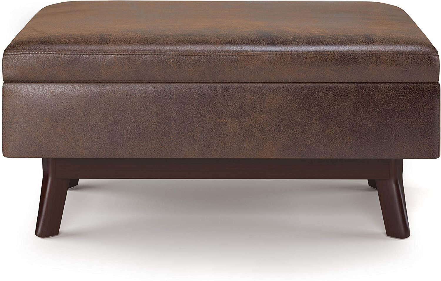 The Stella Mid Century Modern Storage Ottoman in Chestnut Brown