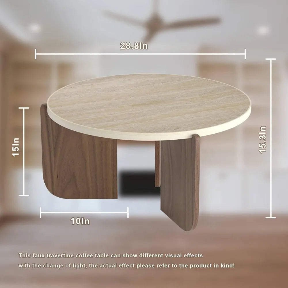 The Monarch Modern Minimalist Travertine Stone Coffee Table