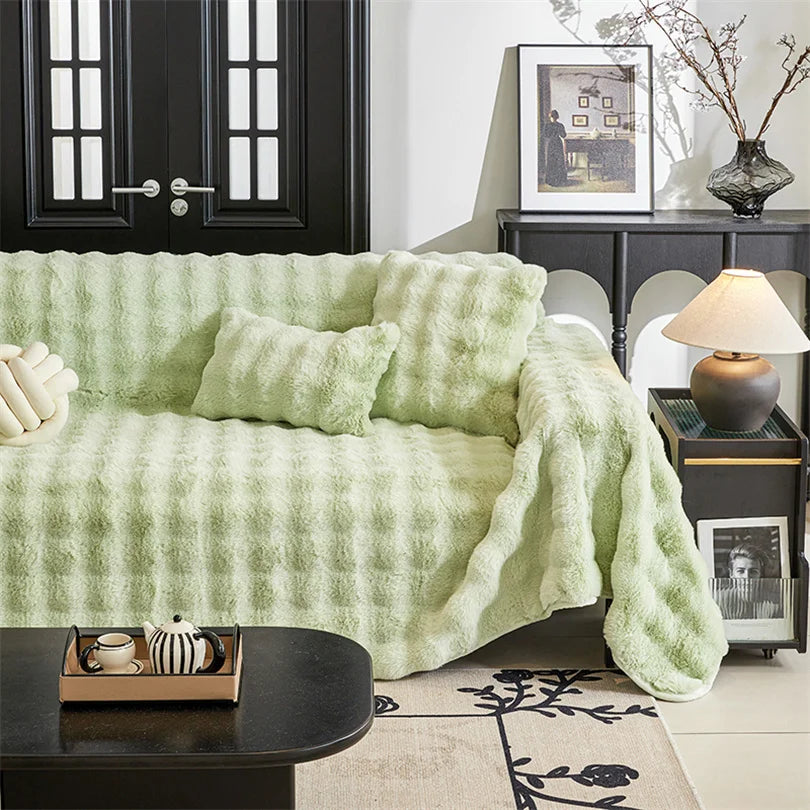 Luxury Faux Rabbit Fur Plush Fluffy Throw Blanket