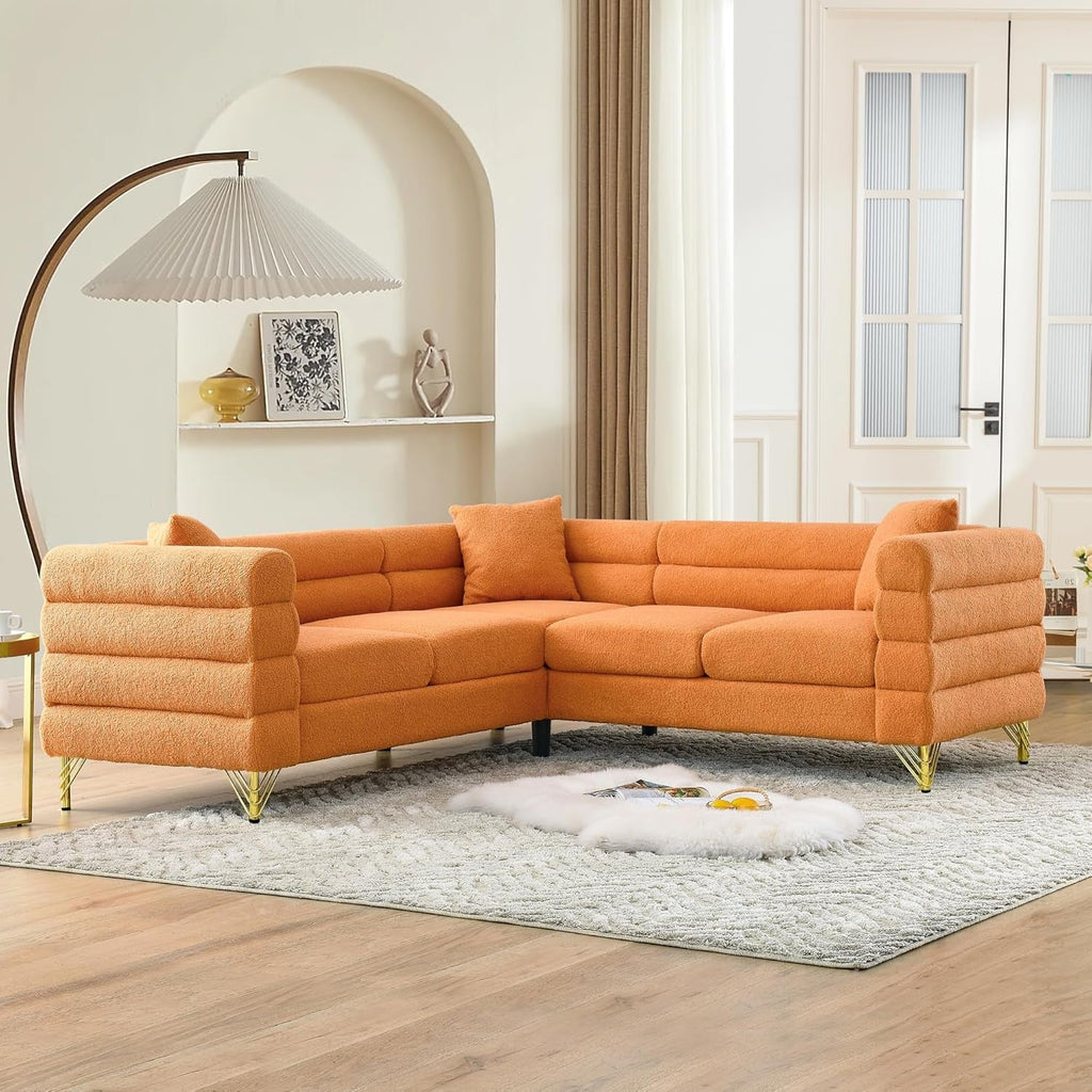 The Regal Luxe Orange Corner Modern Living Room Sofa