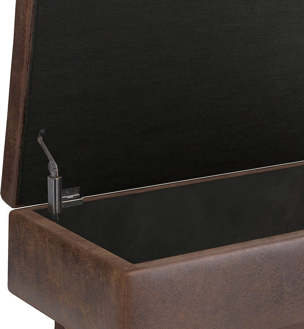 The Stella Mid Century Modern Storage Ottoman in Chestnut Brown