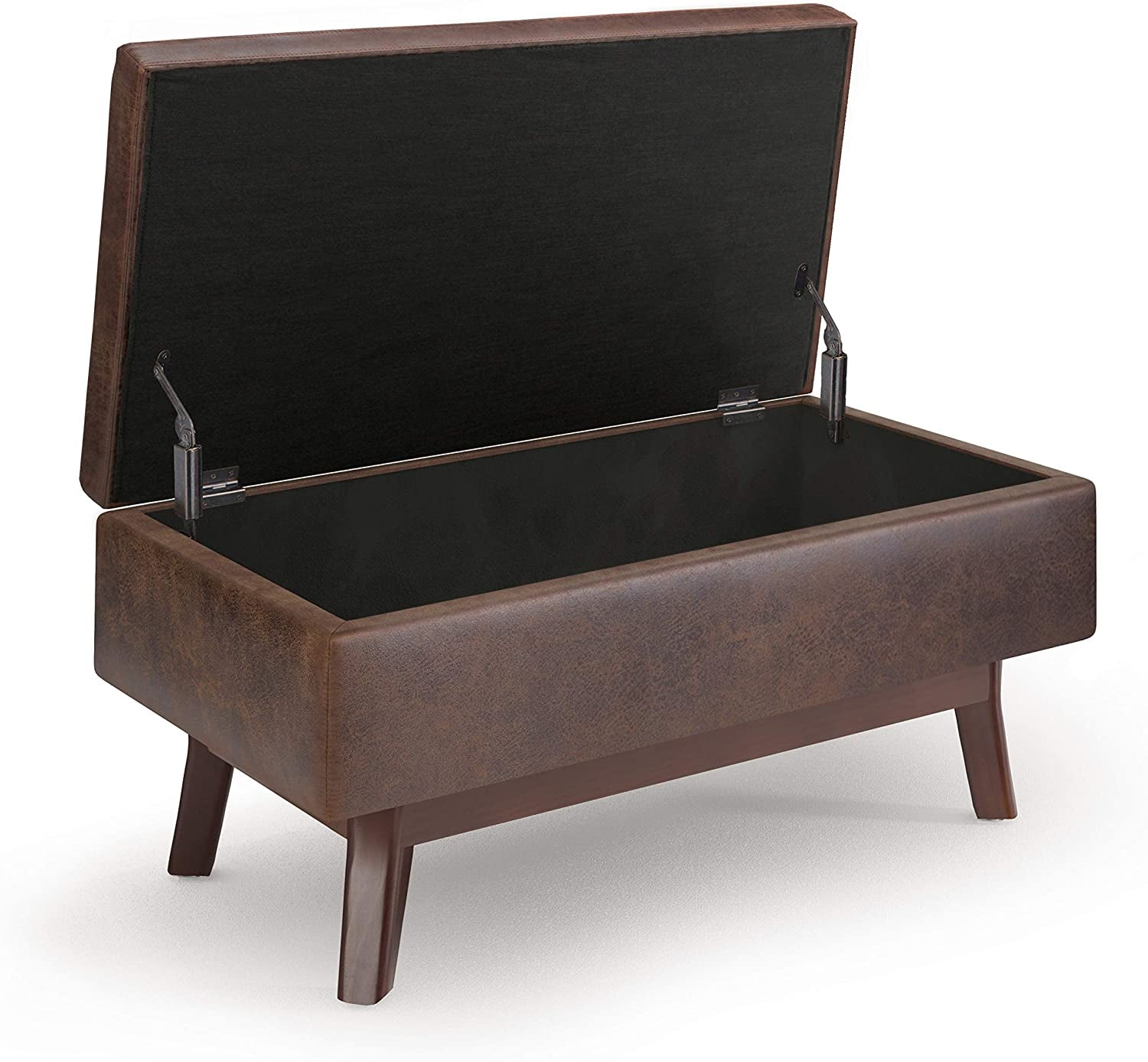 The Stella Mid Century Modern Storage Ottoman in Chestnut Brown
