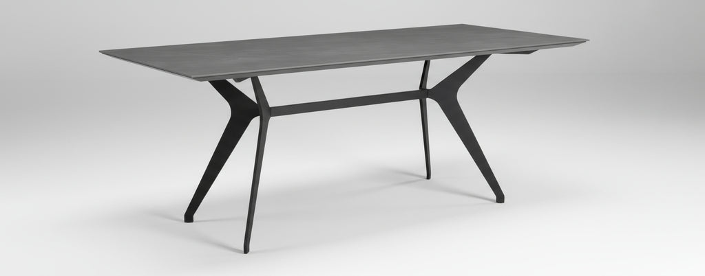 Daniele Dining Table-Grey Top/Black Matte Base