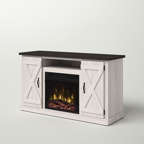 The Truitt Rustic Ivory/Espresso Electric Fireplace