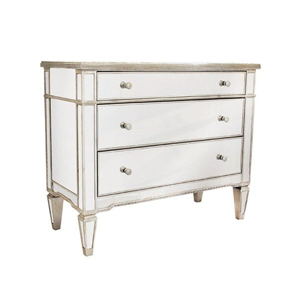Vivi Mirrored 3 Drawer Chest Antique Ribbed