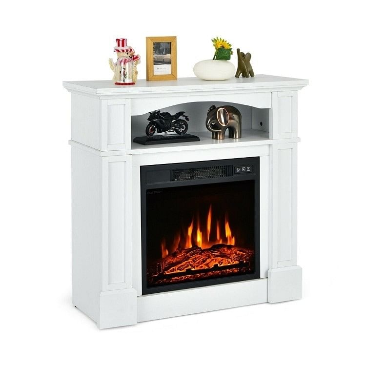 The Valentina Electric TV Stand Fireplace with Shelf White
