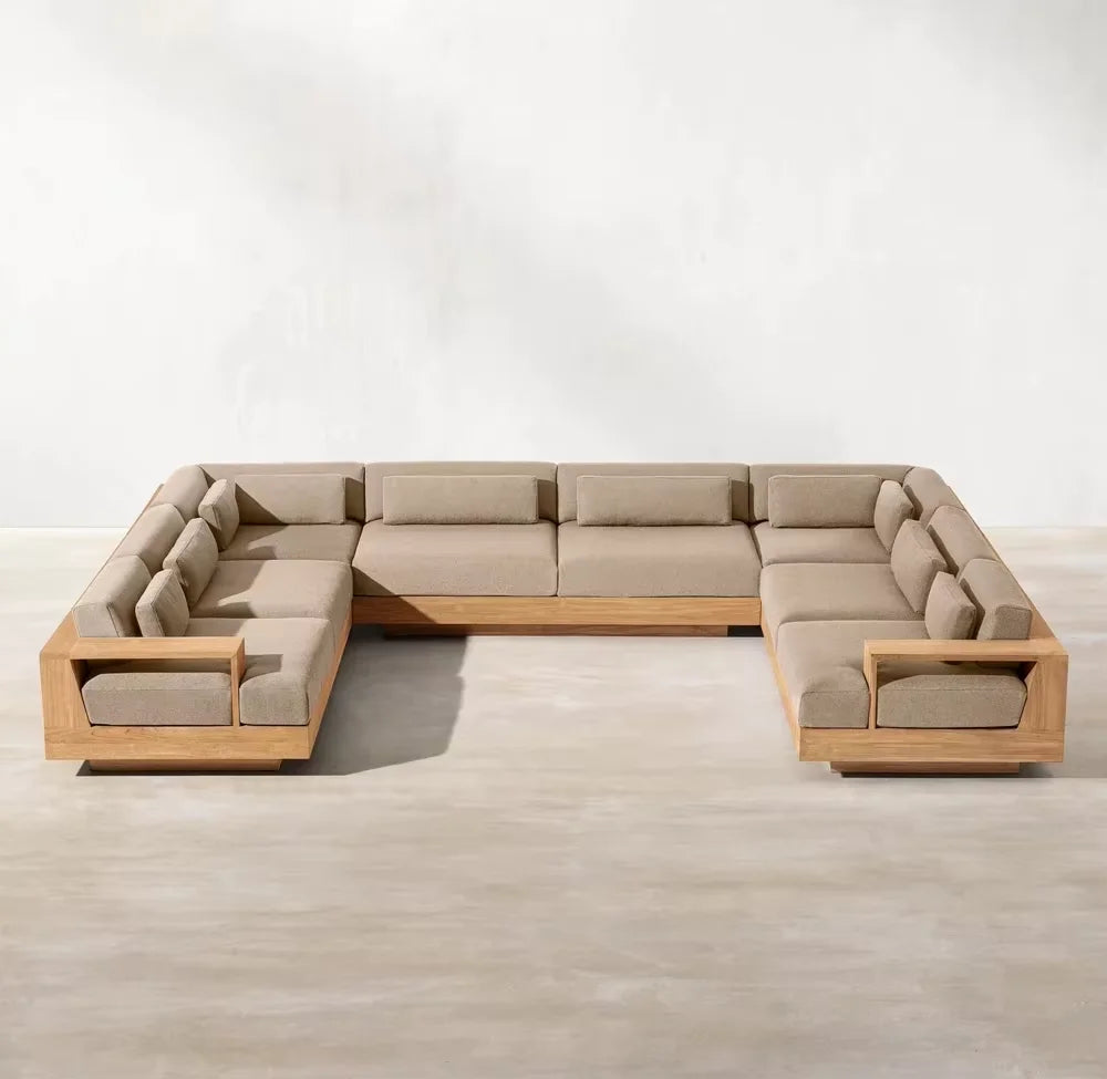 Chateau Royale Modern Teak L-Shaped Combination Sofa Bed