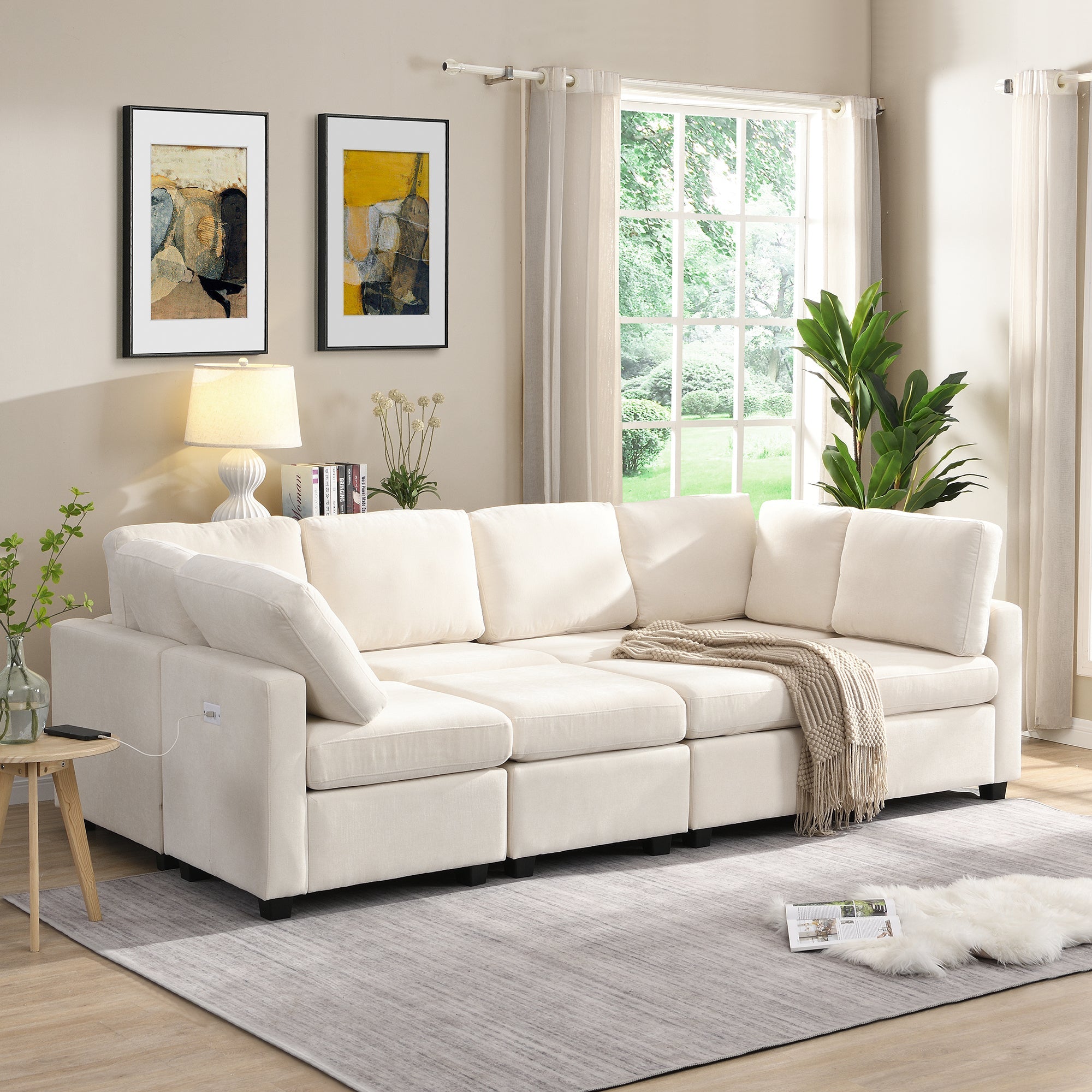 Nya Sectional U-shaped Sofa with Two Movable