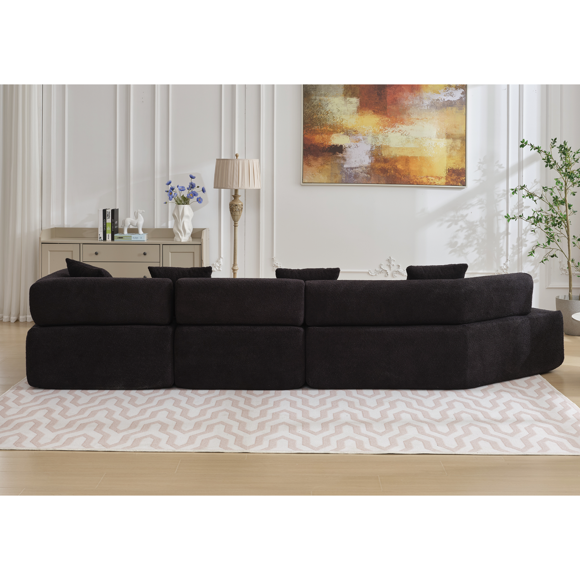 The Desiree Modern Minimalist L-Shape Couch Black