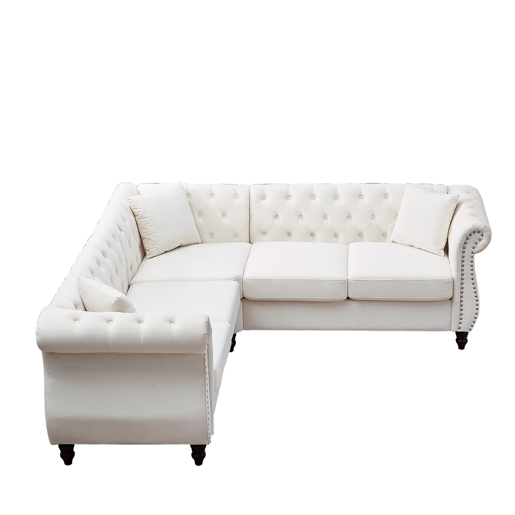The Monarch Luxury L-Shaped Sectional Sofa Beige