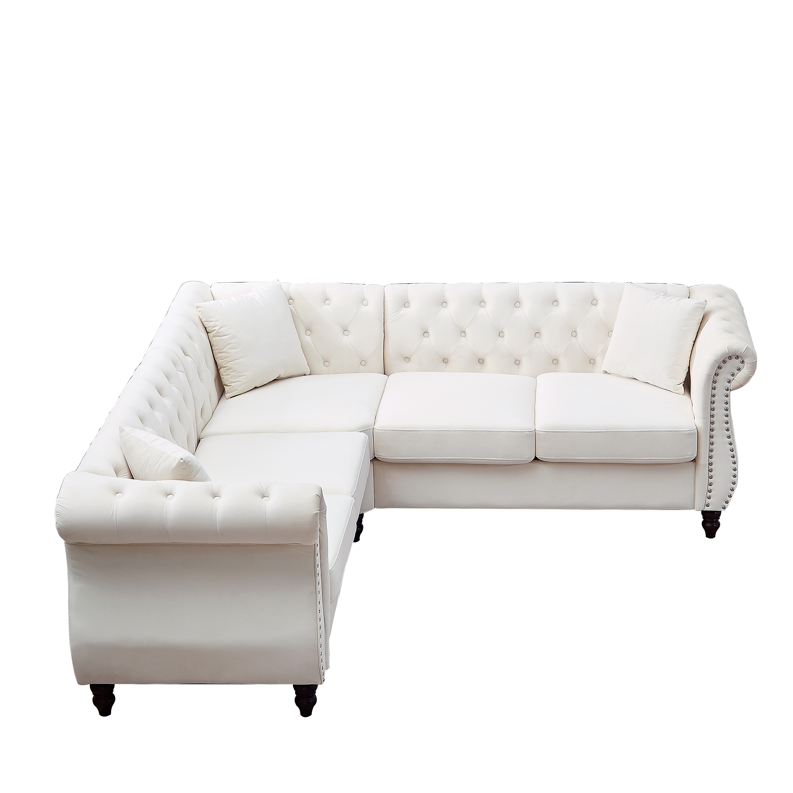 The Monarch Luxury L-Shaped Sectional Sofa Beige
