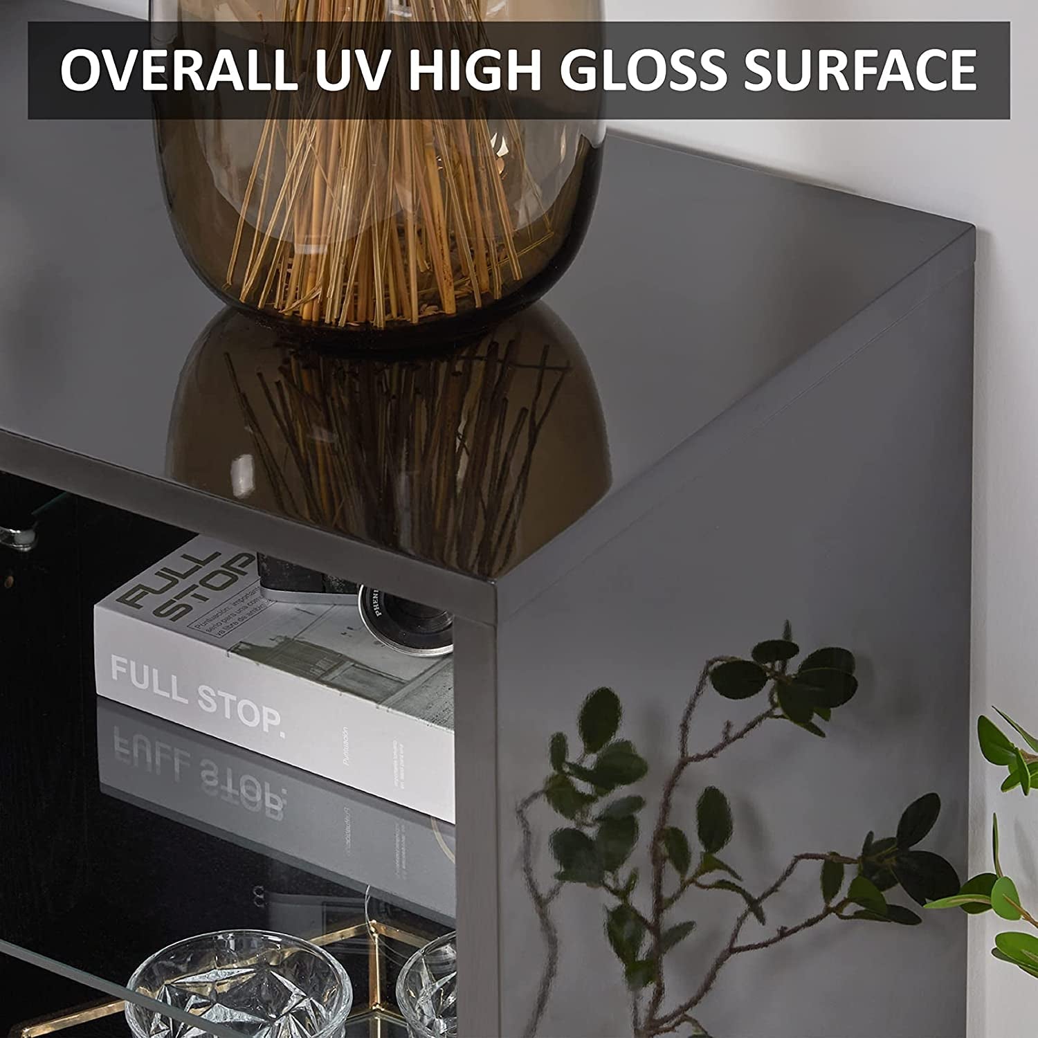 The Vibe Modern TV Stand with Electric Fireplace and LED Lights