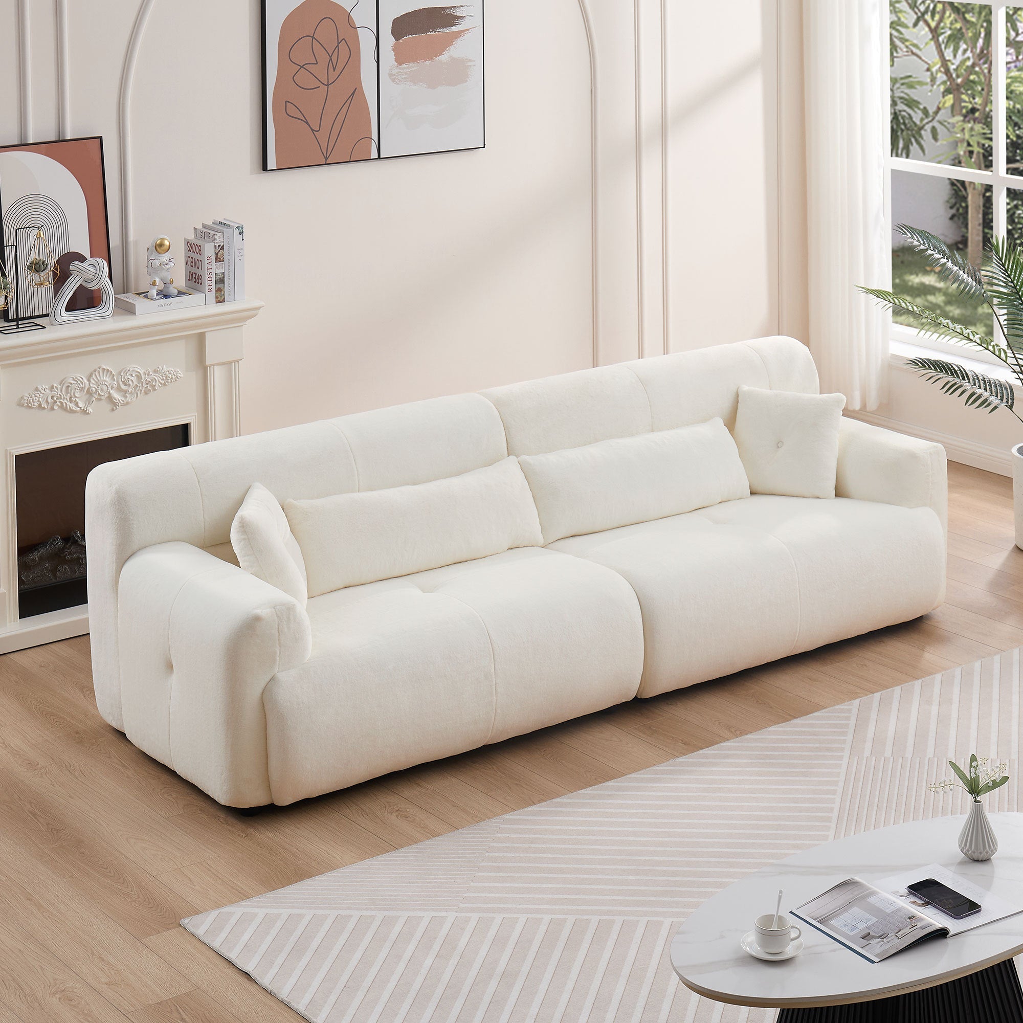 Soft Thick Fuzzy Faux Rabbit Fur Sofa