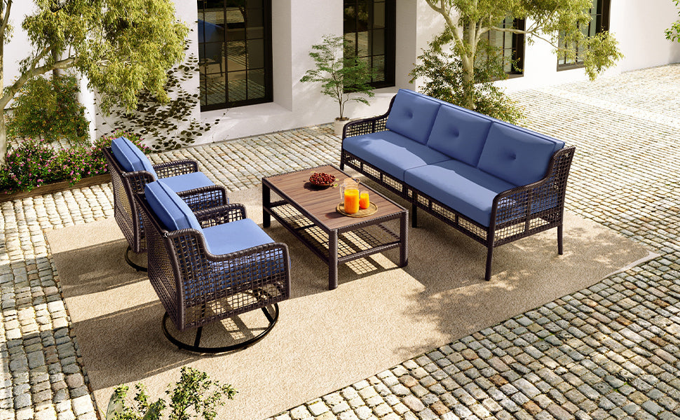 The Éclat 4-Piece Outdoor Patio Set with Swivel Chairs