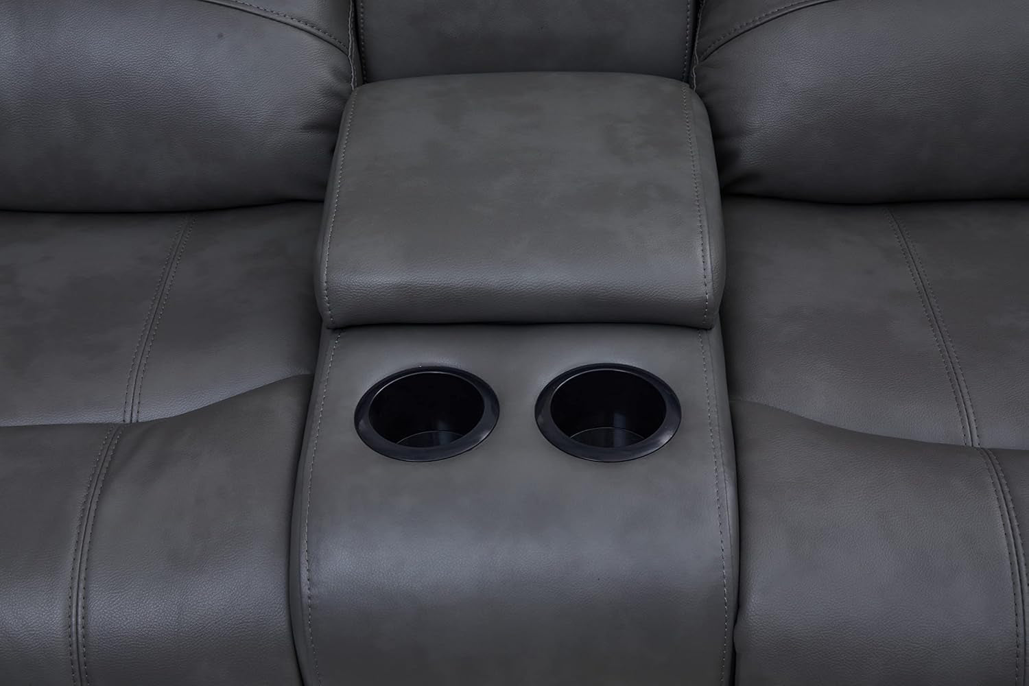 Chateau Royale Grey Bonded Leather Sectional Sofa 3 Recliners