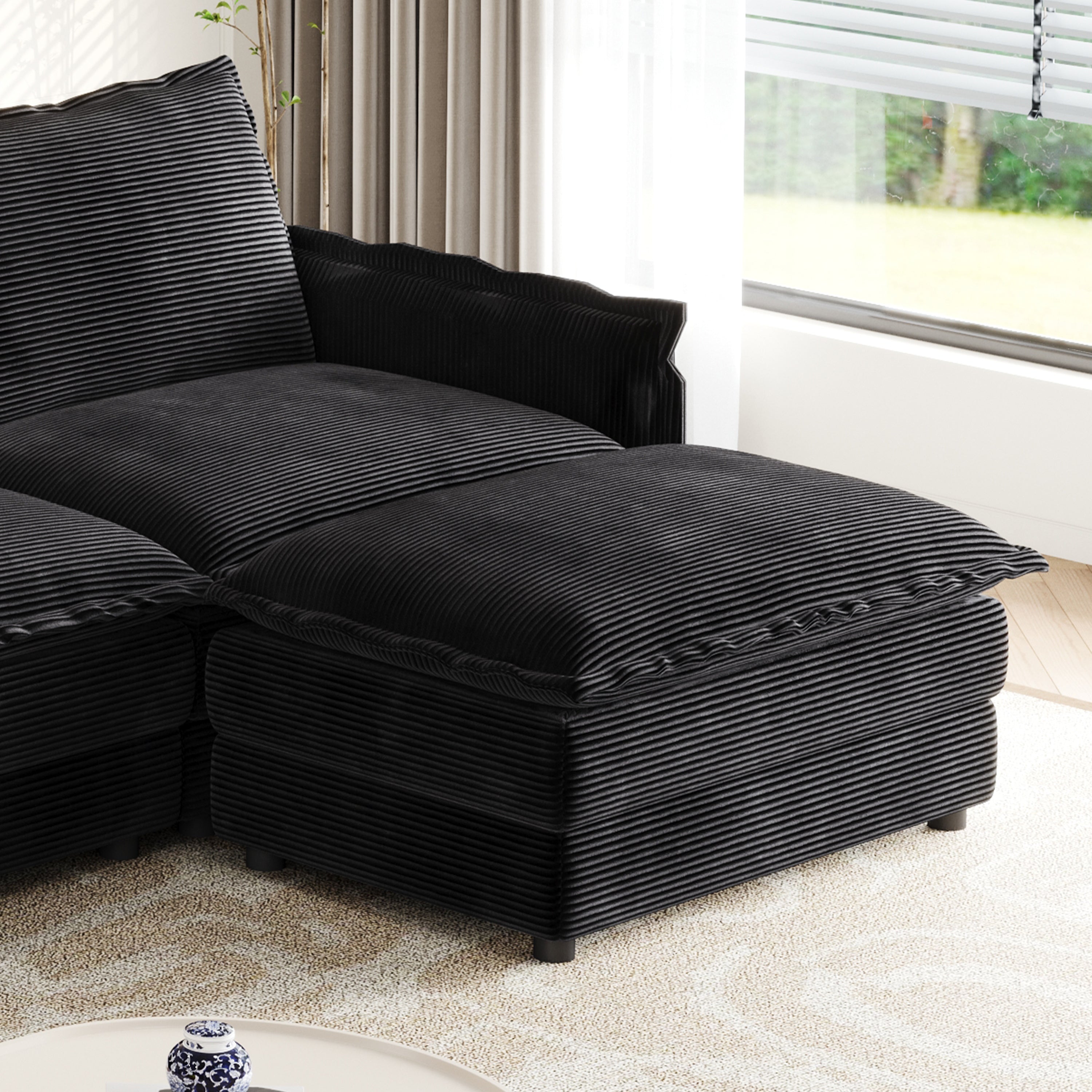 The Silva Corduroy Fabric 4-Seater Cloud Couch