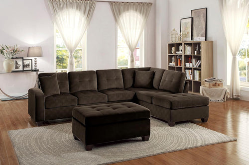 The Emilio 2-Piece Reversible Sectional Sofa - Chocolate