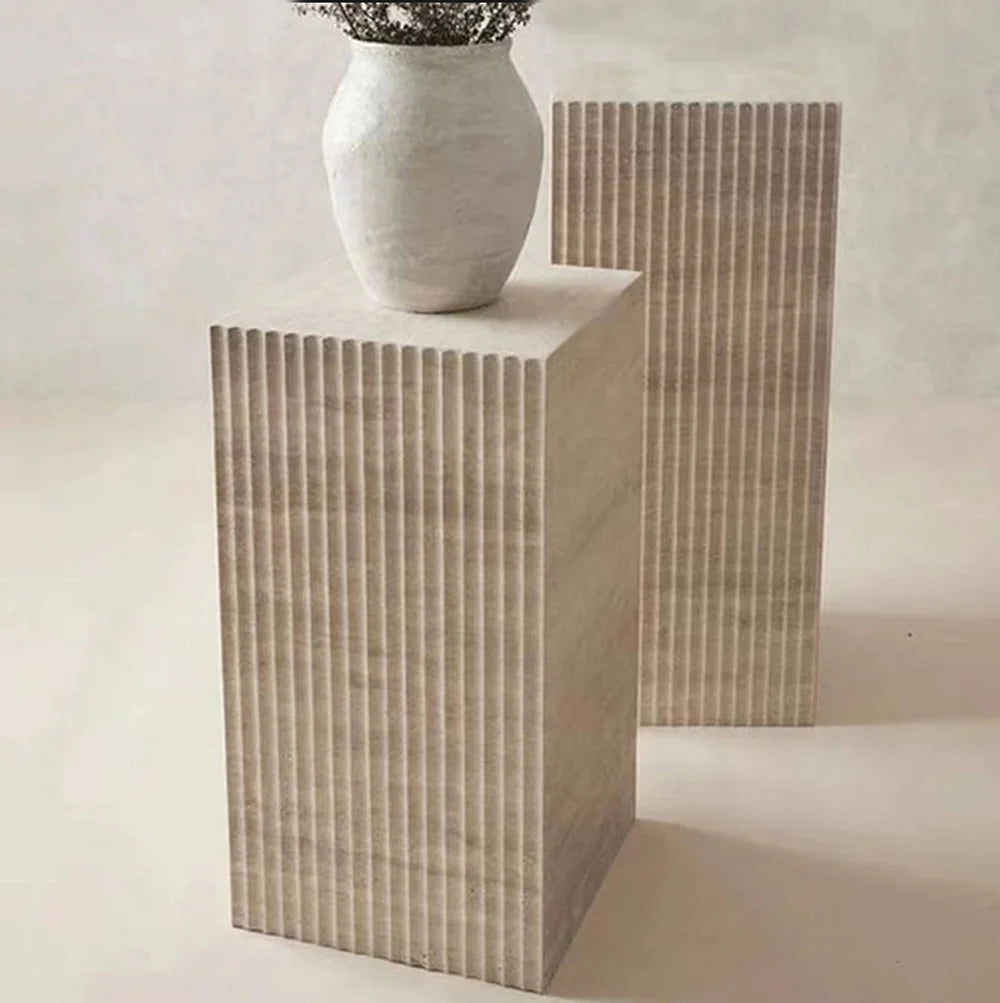 The Monarch Marble Plinth Travertine Cube Table Stand
