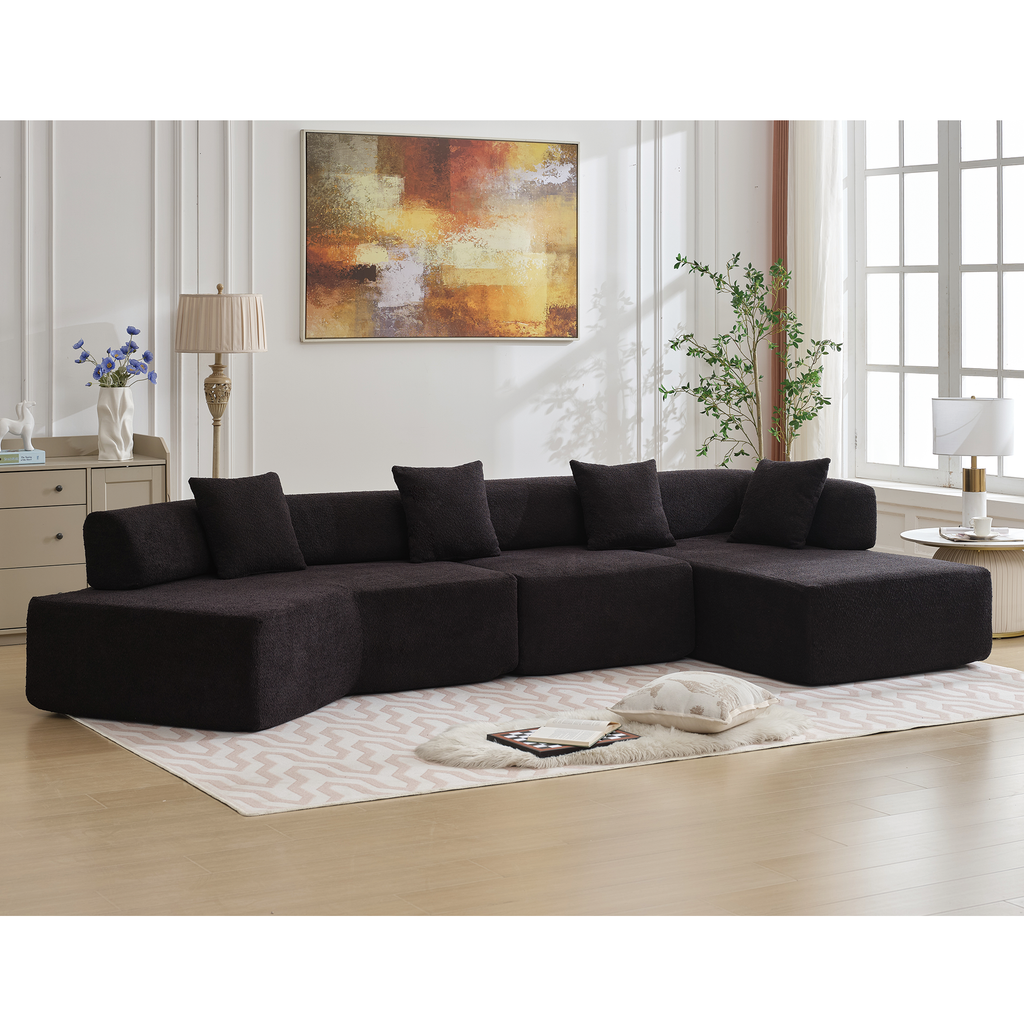 The Desiree Modern Minimalist L-Shape Couch Black