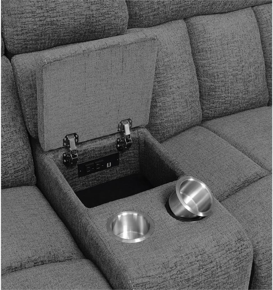 The Savoy Bahrain 6-Piece Charcoal Motion Sectional Sofa