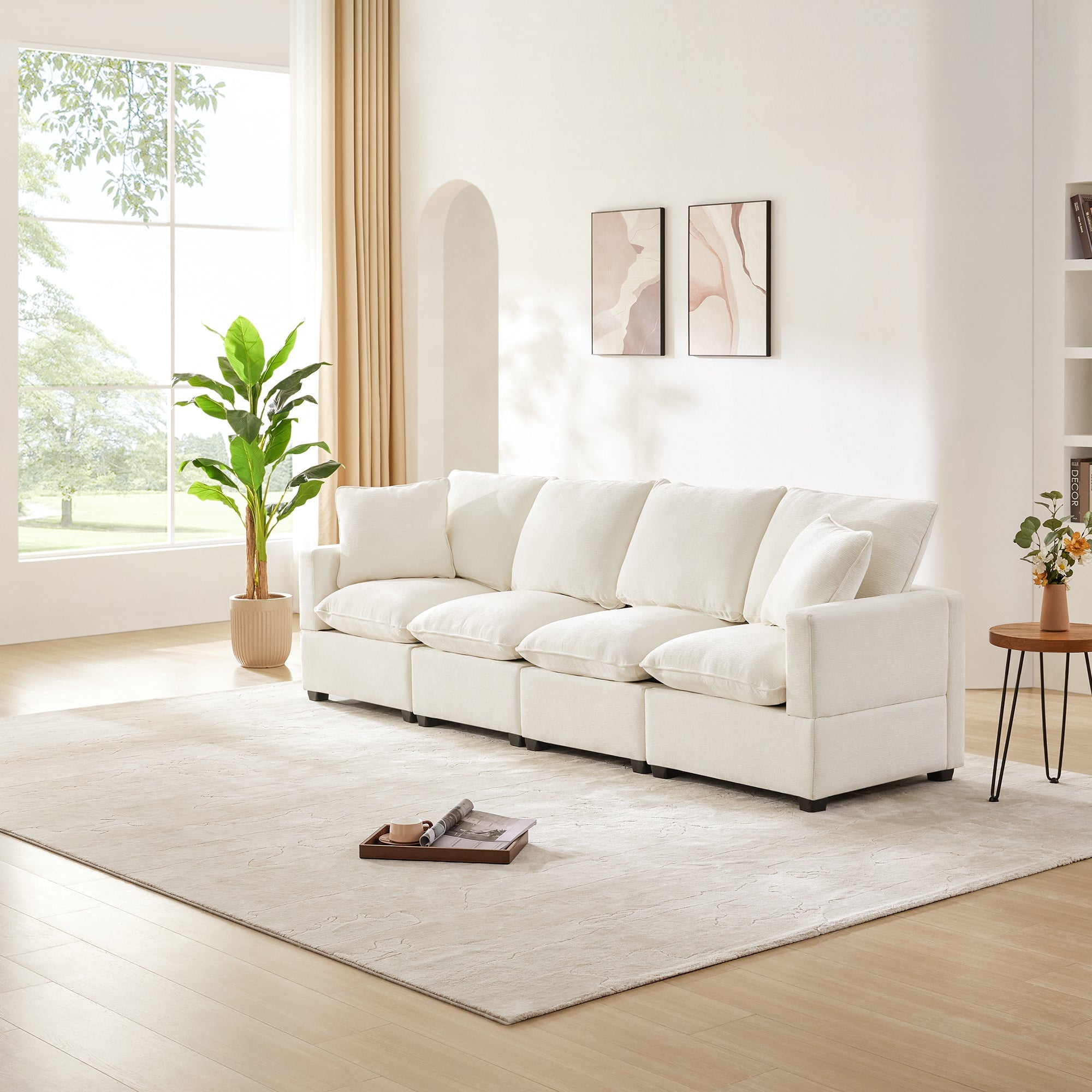 The Linx Modern Modular Sofa Chenille White