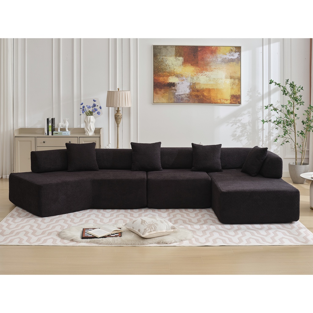 The Desiree Modern Minimalist L-Shape Couch Black