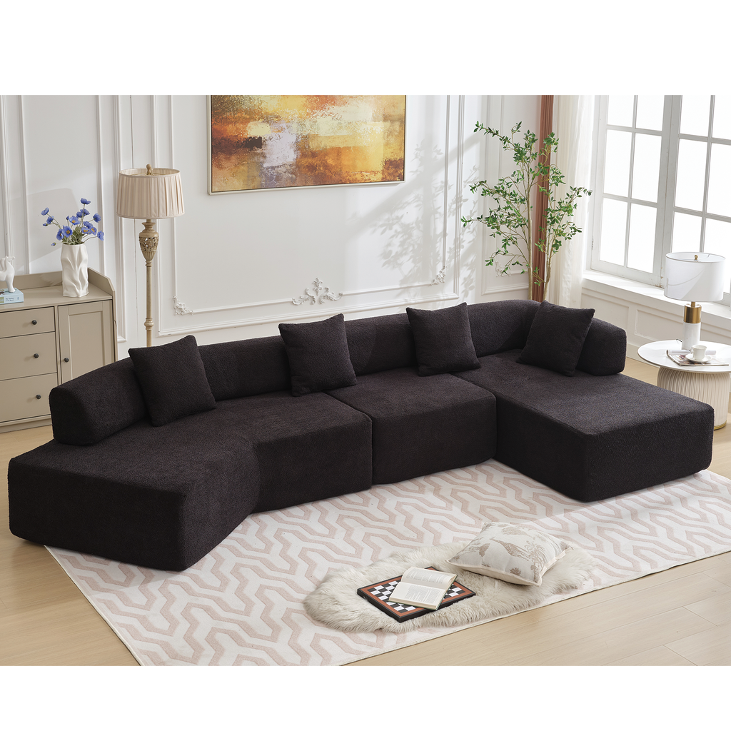 The Desiree Modern Minimalist L-Shape Couch Black