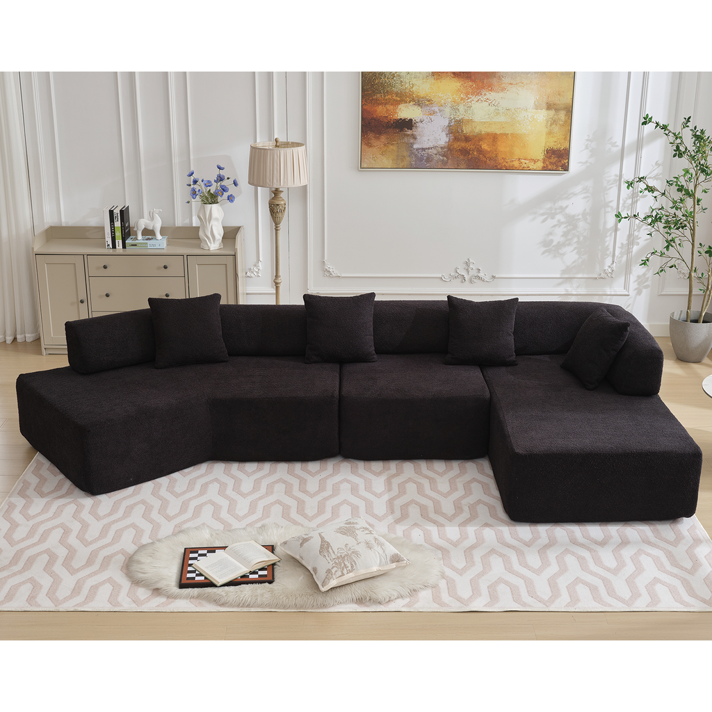 The Desiree Modern Minimalist L-Shape Couch Black
