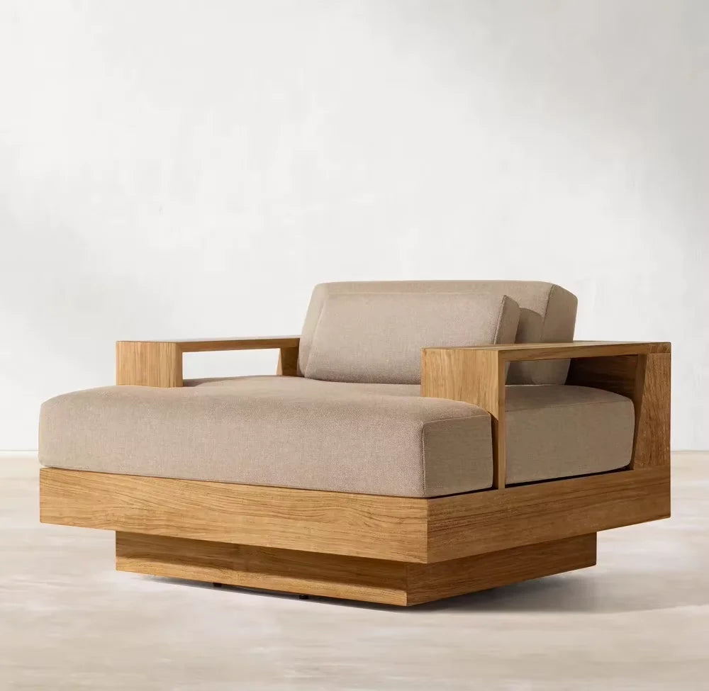 Chateau Royale Modern Teak L-Shaped Combination Sofa Bed