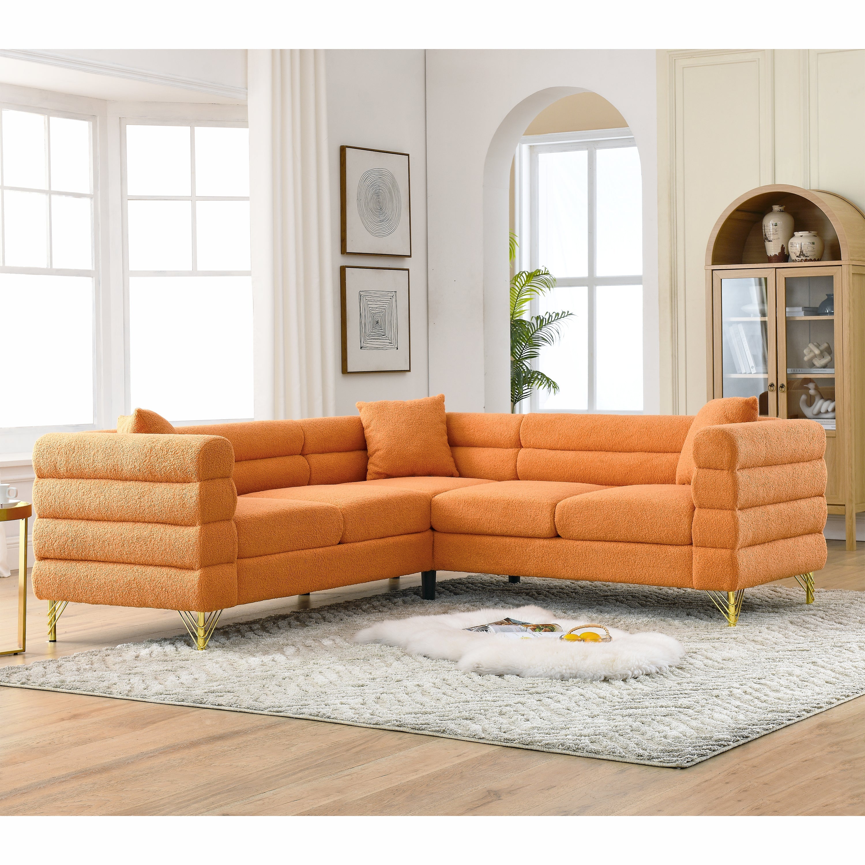 The Daniel’s Modern L-Shaped Sectional Sofa Orange