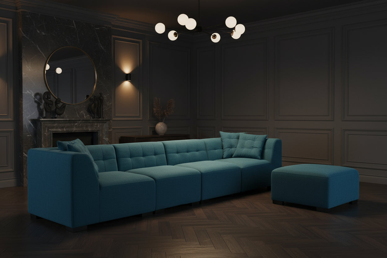The Windsor Luxury Sectional Sofa with Removable Ottoman Green