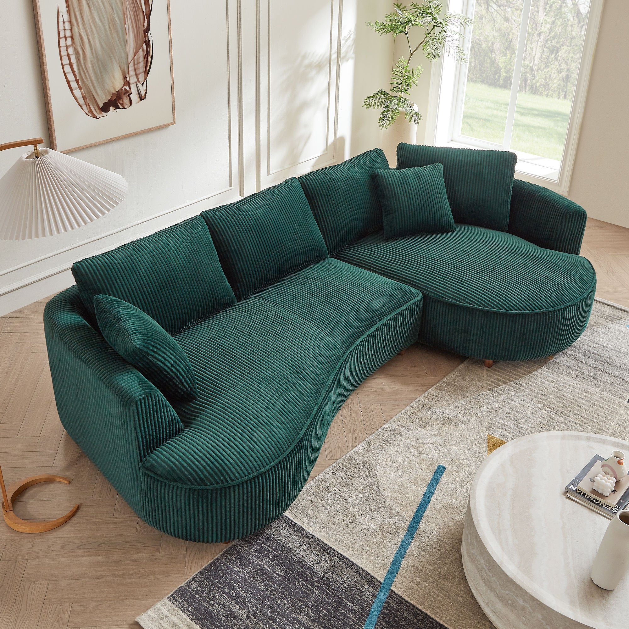 The Savoy Green Corduroy Sectional Sofa